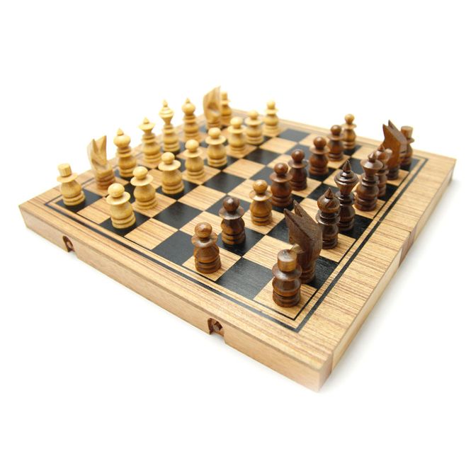 Hovedbilde 3 i 1 sjakkbrett, dam og backgammon