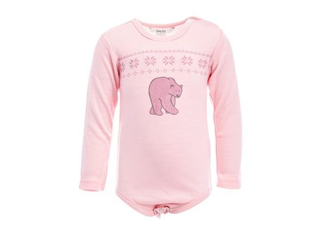 Hovedbilde Ullbody til baby i lys rosa - 100% merinoull