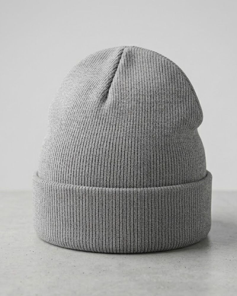Unisex strikkelue i lys grå